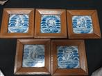 Delfts Blauw Tegels in Houten Lijst, Antiek en Kunst, Antiek | Wandborden en Tegels, Ophalen of Verzenden