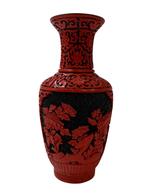 Chinese gesneden lakvaas (cinnaber-stijl) – midden 20e eeuw, Antiek en Kunst, Ophalen of Verzenden