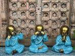 Horen zien zwijgen boeddha monnik set blauw, Huis en Inrichting, Woonaccessoires | Boeddhabeelden, Verburgt vINTAGE, Nieuw, Ophalen of Verzenden