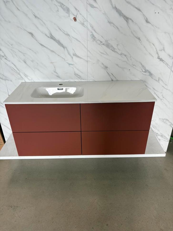 Badkamermeubel 120cm- terra mat- keramische wastafel, Huis en Inrichting, Badkamer | Badkamermeubels, Nieuw, Wasbak of Wastafel
