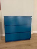 Blauwe ladekast met 3 laden ikea malm, Gebruikt, 100 tot 150 cm, Ophalen of Verzenden, 3 of 4 laden