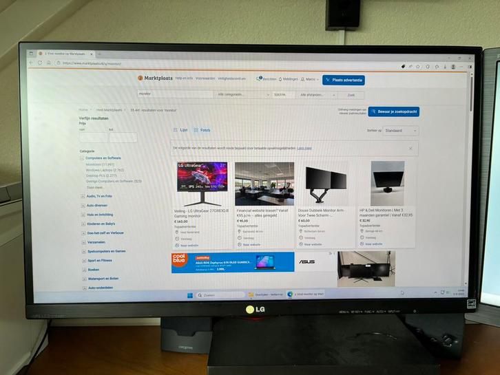 LG 27 inch IPS LED monitor 27EA63V, Computers en Software, Monitoren, Zo goed als nieuw, 60 Hz of minder, DVI, HDMI, VGA, IPS