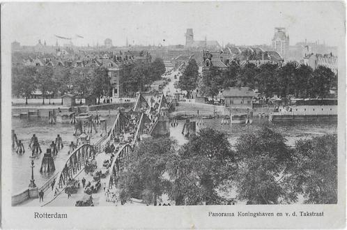 B114-Rotterdam,Panorama Koningshaven en v.d. Takstraat, Verzamelen, Ansichtkaarten | Nederland, Gelopen, Zuid-Holland, 1920 tot 1940