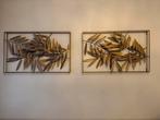 Luxe metalen wanddecoratie in bladmotief, Ophalen
