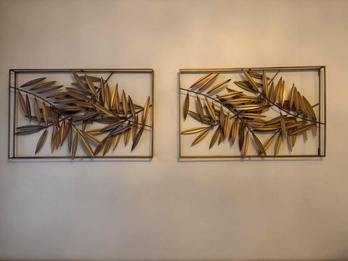Luxe metalen wanddecoratie in bladmotief, Antiek en Kunst, Kunst | Schilderijen | Abstract, Ophalen