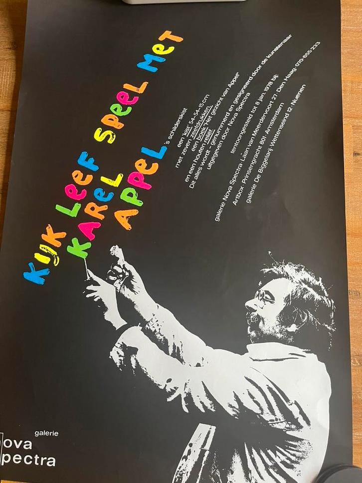 Unieke tentoonstellingsaffiche van Karel Appel 1977, Verzamelen, Posters, Zo goed als nieuw, Film en Tv, A1 t/m A3, Rechthoekig Staand