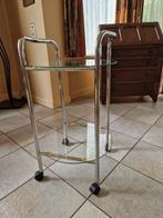 Glazen serveerwagen 76 x 42 cm, Ophalen, Minder dan 55 cm, Gebruikt, Rond
