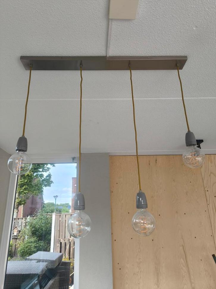 Sfeervolle eettafel lampen 4 bollampen, Huis en Inrichting, Lampen | Hanglampen, Gebruikt, Ophalen