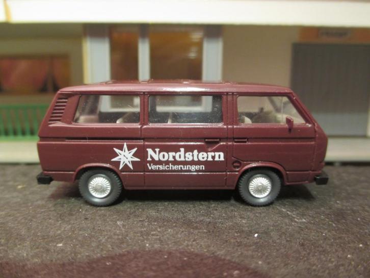 VW T3 Transporter Bus Wiking Nordstern Versicherungen bruin, Hobby en Vrije tijd, Modelauto's | 1:87, Zo goed als nieuw, Bus of Vrachtwagen