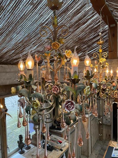 Set oude kroonluchters hanglampen lampen, Antiek en Kunst, Antiek | Lampen, Ophalen
