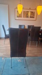 6 Donkerbruine Leren Eetkamerstoelen - Foucault, Ophalen, Gebruikt, Bruin, Leer