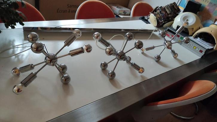 Vintage Sputnik Lamp, Huis en Inrichting, Lampen | Hanglampen, Gebruikt, Minder dan 50 cm, Metaal, Ophalen