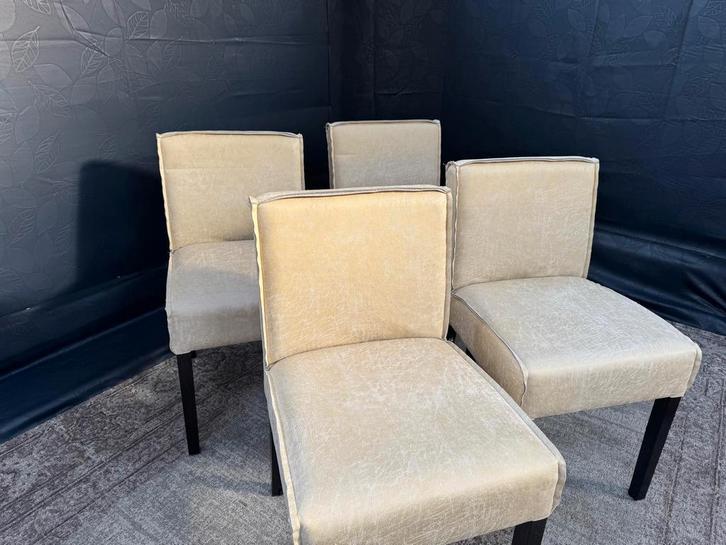 Set van 4 beige eetkamerstoelen, Huis en Inrichting, Stoelen, Overige kleuren, Ophalen
