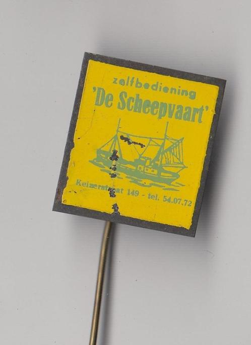 Zelfbediening de Scheepvaart speldje, Verzamelen, Speldjes, Pins en Buttons, Gebruikt, Speldje of Pin, Overige onderwerpen, Ophalen of Verzenden