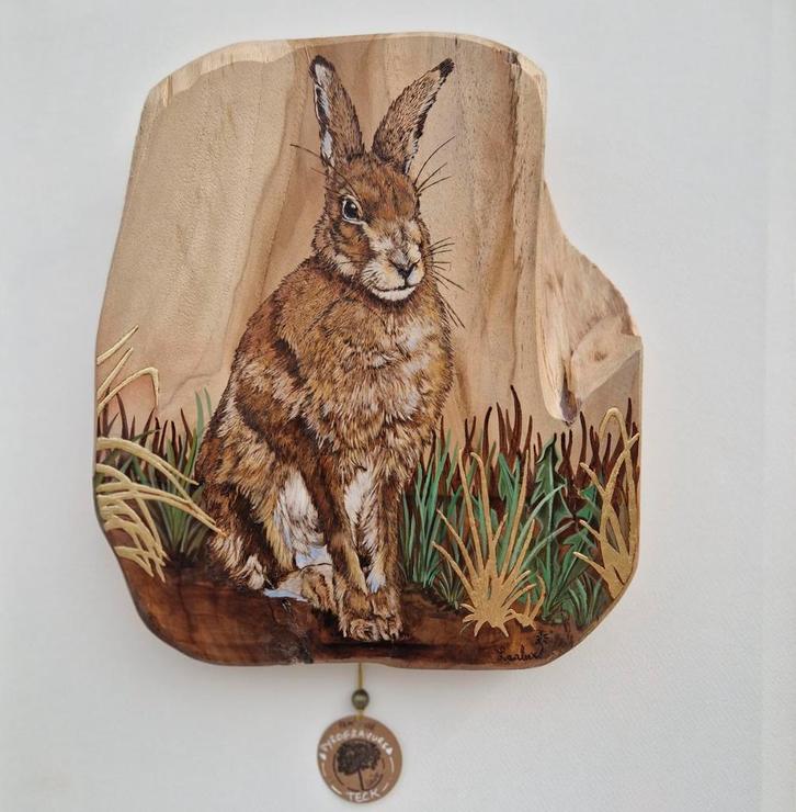 Mooie, sprekende houtkunst van Franse kunstenares, Antiek en Kunst, Kunst | Etsen en Gravures, Ophalen