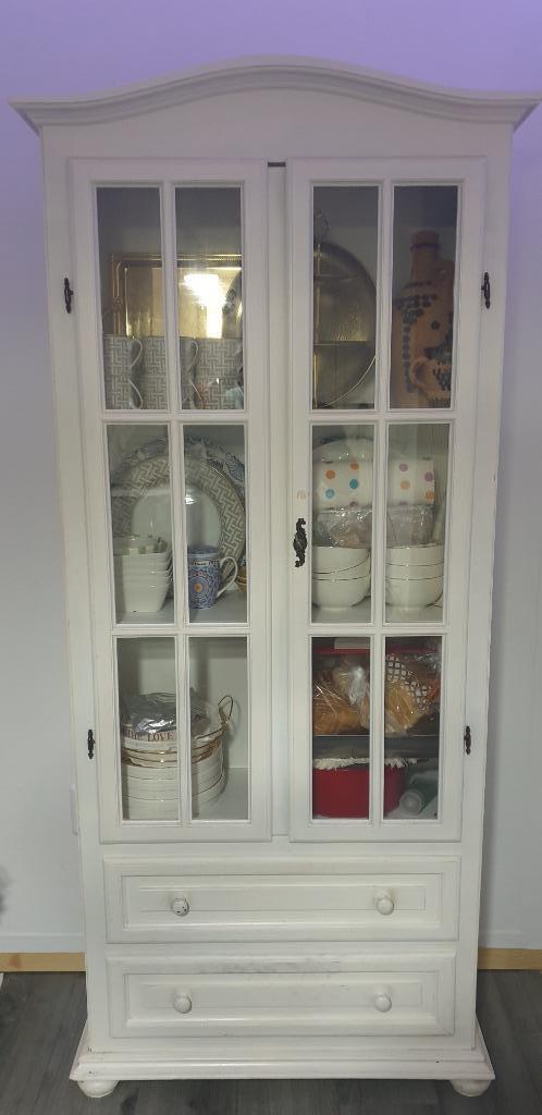 Charmante smalle vitrinekast, Huis en Inrichting, Kasten | Vitrinekasten, Gebruikt, 150 tot 200 cm, 50 tot 100 cm, 25 tot 50 cm
