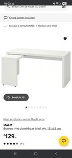 Ikea Malm Bureau met Uitschuifbare Tafel, Huis en Inrichting, Bureaus, Ophalen, Met wielen, Gebruikt, Bureau