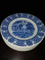Delftware Broadhurst Staffordshire gebaksborden blauw,6st., Gebruikt, Ophalen of Verzenden, Bord(en), Overige stijlen