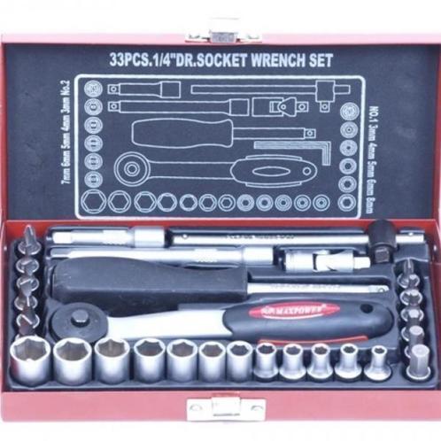 Doppendoos 1/4"-33 Delig, Auto diversen, Autogereedschap, Nieuw, Ophalen of Verzenden