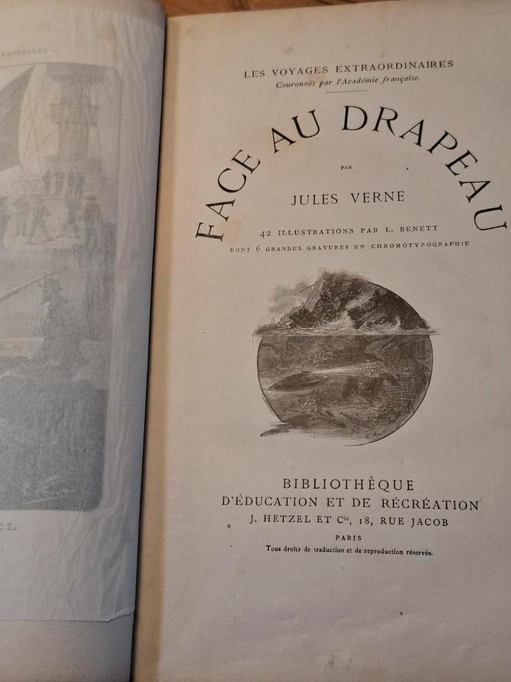 Jules Verne - Face au Drapeau - Antieke Editie, Antiek en Kunst, Antiek | Boeken en Bijbels, Ophalen of Verzenden