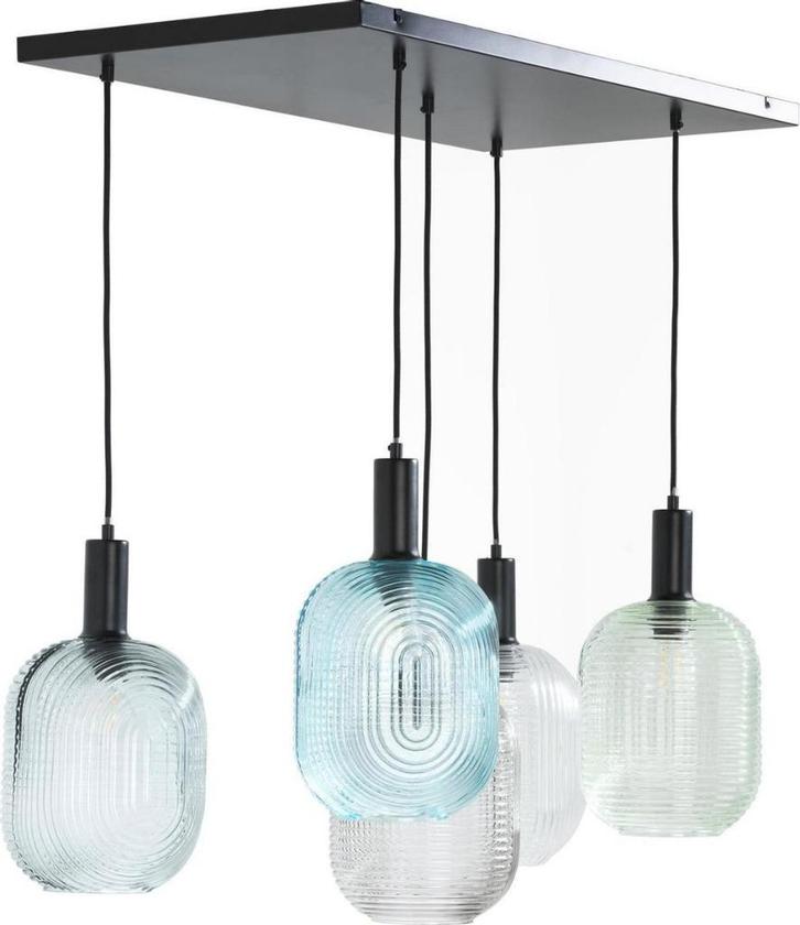 Coco Maison luxe hanglamp met gekleurde glazen lampen, Huis en Inrichting, Lampen | Hanglampen, Nieuw, 75 cm of meer, Glas, Metaal