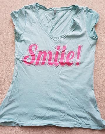 T-shirt smile blauw maat xs shirt tshirt dames kleding beschikbaar voor biedingen