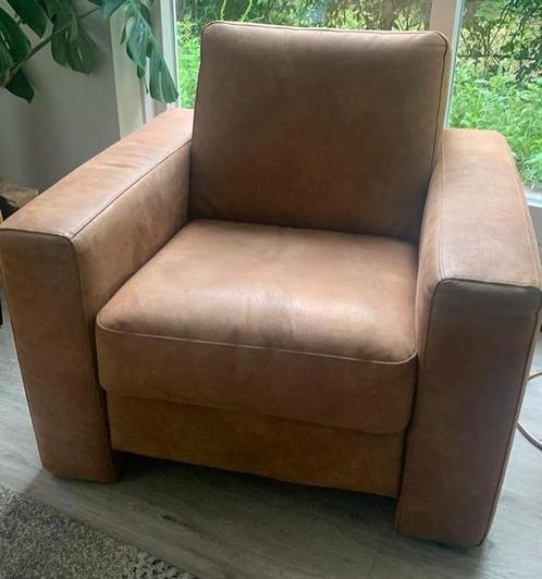 Mooie Creon cognac lederlook fauteuille, Huis en Inrichting, Fauteuils, Zo goed als nieuw, Leer, Stof, 75 tot 100 cm, 75 tot 100 cm