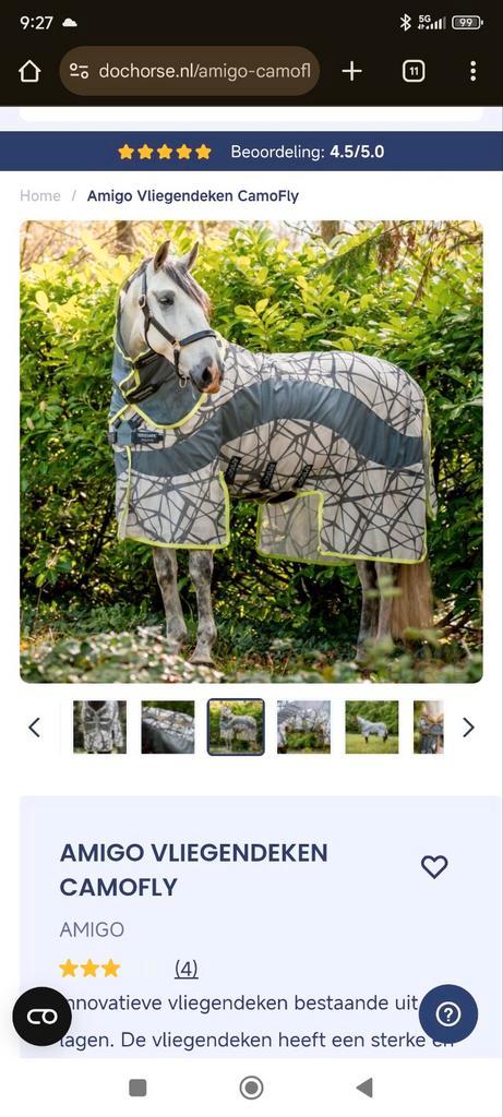 Nieuwe Amigo Camofly vliegendeken, Dieren en Toebehoren, Paarden en Pony's | Dekens en Dekjes, Nieuw, Deken, Ophalen of Verzenden