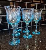 6 Vintage Hemelsblauwe wijnglazen, Ophalen of Verzenden, Zo goed als nieuw, Overige typen