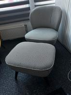 fauteuil met hocker - Woood Sara pied de poule, Minder dan 75 cm, Ophalen of Verzenden, Zo goed als nieuw, 50 tot 75 cm