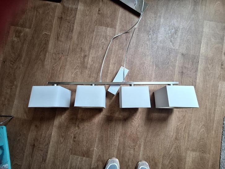 Hanglamp, Huis en Inrichting, Lampen | Hanglampen, Gebruikt, Minder dan 50 cm, Metaal, Stof, Ophalen of Verzenden