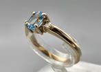 Gouden Vintage ring edelsteen topaas en diamant. 2026/25., Sieraden, Tassen en Uiterlijk, Ringen, Blauw, ., Ophalen of Verzenden
