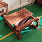 Set met houten bankje en salontafel, Ophalen, Gebruikt, 50 tot 100 cm, 50 tot 75 cm