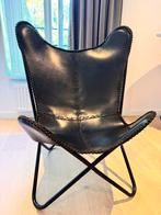 Mooie zwart leren vlinderstoel, Huis en Inrichting, Ophalen, Zo goed als nieuw, Zwart, Eén