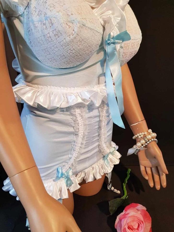 Girdle With Suspender Clips Control Tummy Totaal set, Kleding | Dames, Ondergoed en Lingerie, Setje, Blauw, Verzenden
