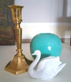 Messing kandelaar. Zenith Gouda vaas 428. Zwaan Biscuit., Antiek en Kunst, Ophalen of Verzenden