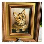 Schilderij "Mijn Kitten", olieverf, houten paneel, Ophalen of Verzenden