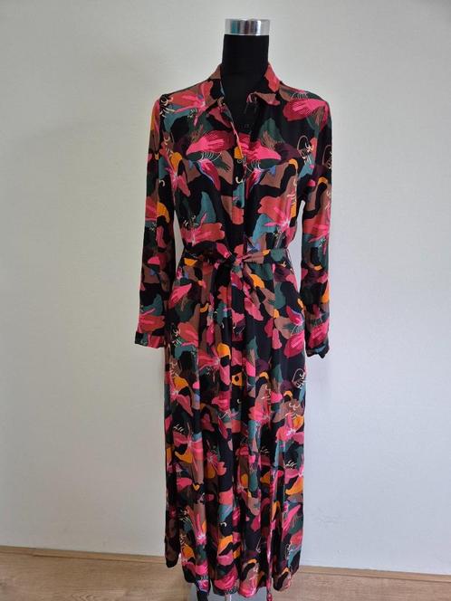 J475 - Fleurige Zilch maxi dress maat M (1), Kleding | Dames, Jurken, Zo goed als nieuw, Maat 38/40 (M), Onder de knie, Ophalen of Verzenden