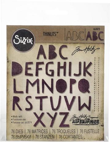 Sizzix Tim Holtz Thinlits Alphanumeric CutOut Upper #663073 beschikbaar voor biedingen