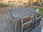 Teakhouten tuinset met 4 stoelen, Tuin en Terras, Ophalen, Gebruikt, Teakhout