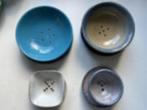 4 oude fruittesjes met onderschotel, Antiek en Kunst, Ophalen of Verzenden