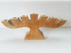 Zweedse Vintage Robuuste houten Kerstkandelaar 7 kaarsen, Ophalen, Gebruikt, Bruin, Hout