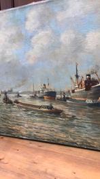 Groot schilderij, zeezicht. John Rockx. Rotterdamse haven, Antiek en Kunst, Ophalen of Verzenden