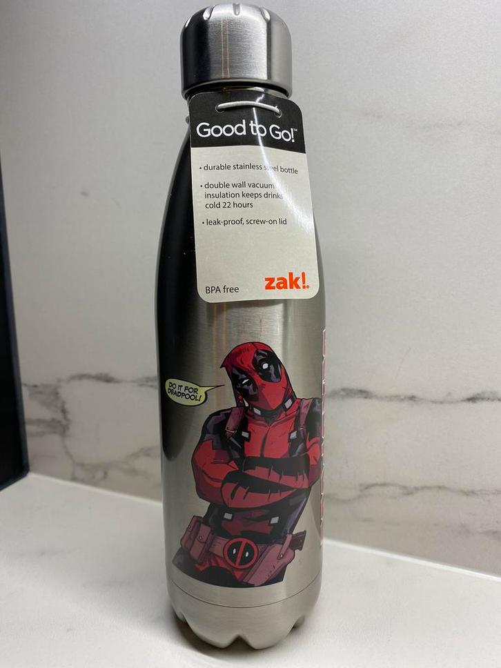 Waterfles Zak Marvel van roestvrij staal - Deadpool, Sport en Fitness, Bidons, Nieuw, Ophalen of Verzenden