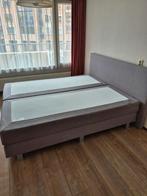 Keurige boxspring licht grijs 160 x 200 bed tweepersoons, Ophalen, Gebruikt, Tweepersoons, 200 cm