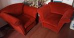 Groot rood bankstel / 3-zits bank 2 fauteuils / vintage, Ophalen, Gebruikt, Stof