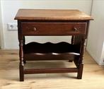 Bijzettafel met lectuurbak en lade L57 x B38x H54 cm, Ophalen, Gebruikt, 50 tot 100 cm, Eikenhout