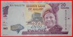 Ⰿ GREAT BRITAIN (2014-2020): MALAWI 20 KWACHAS 2016 SHIP UNC, Ophalen of Verzenden, Overige landen, Los biljet