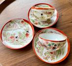 2 vintage Japanse porselein theekopjes met 3 schoteltjes, Antiek en Kunst, Antiek | Porselein, Ophalen of Verzenden