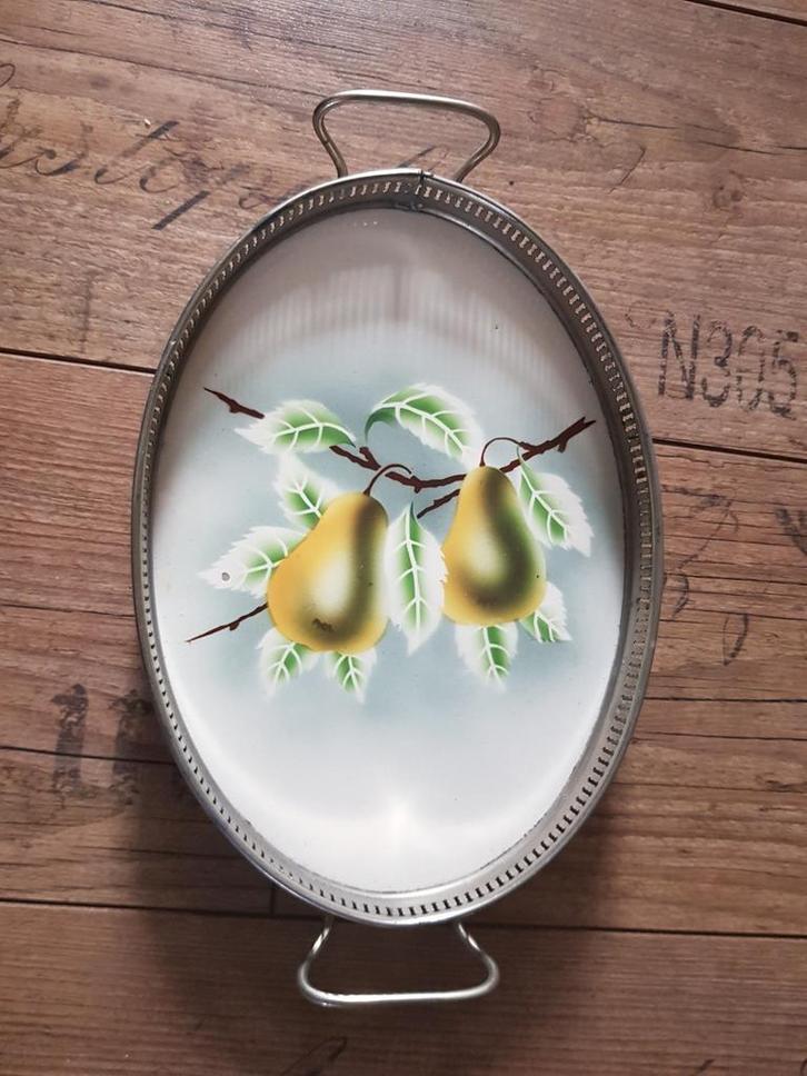 antiek verzilverd dienblad / porseleinen dienblad, Antiek en Kunst, Antiek | Porselein, Ophalen of Verzenden